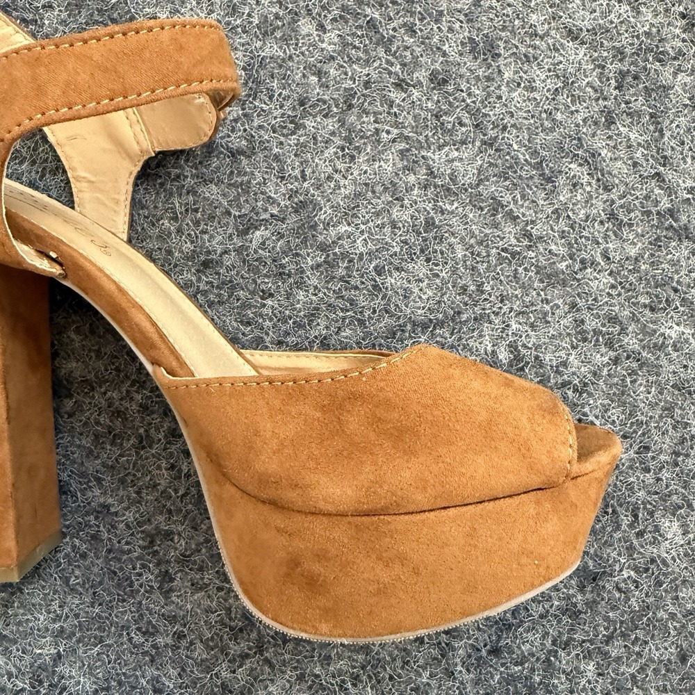 Candie's Baskin Platform Sandals Faux Suede Tan - Picture 12 of 14